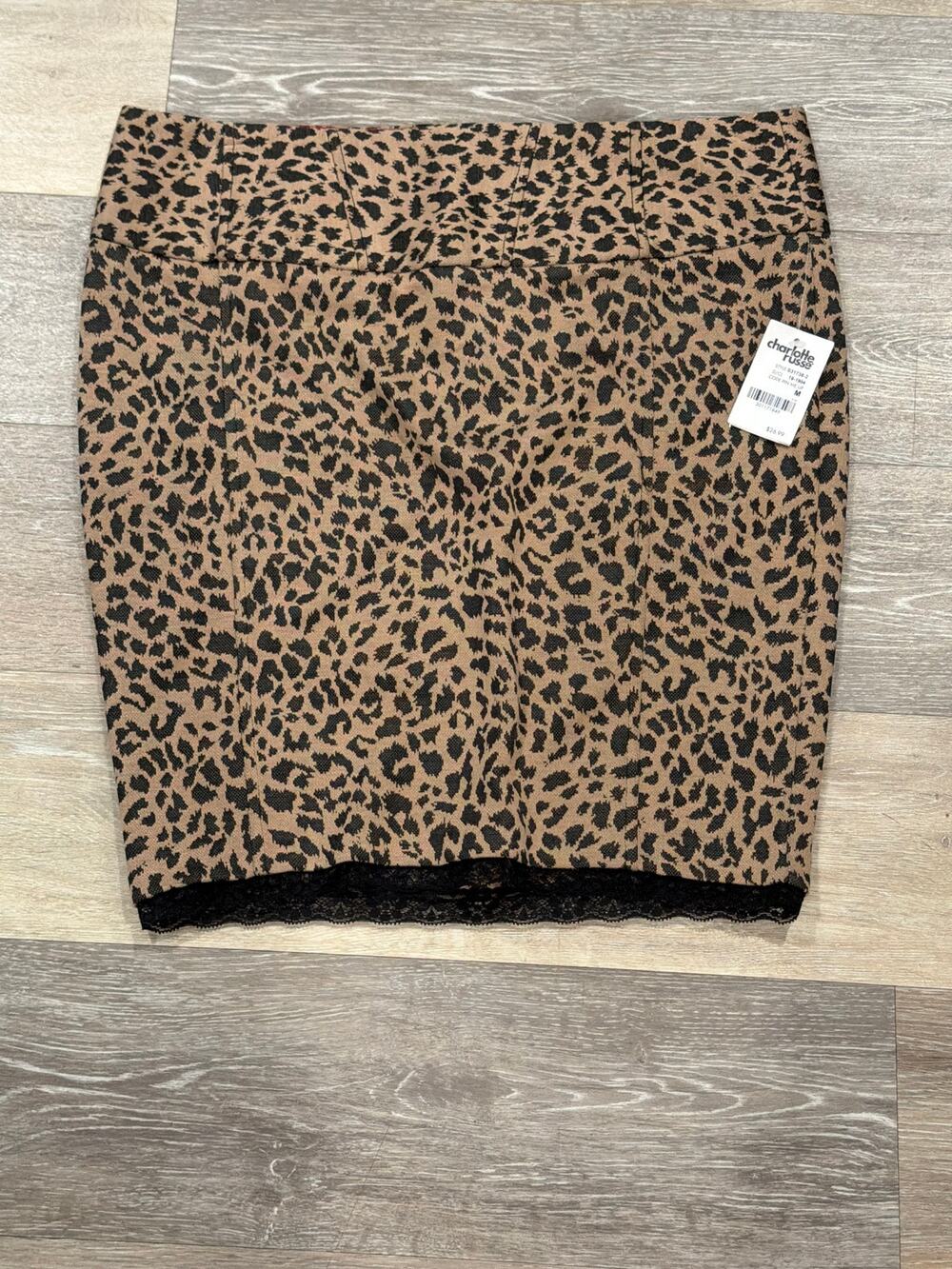 Charlotte Russe Women's Animal Print Skirt M Black Brown